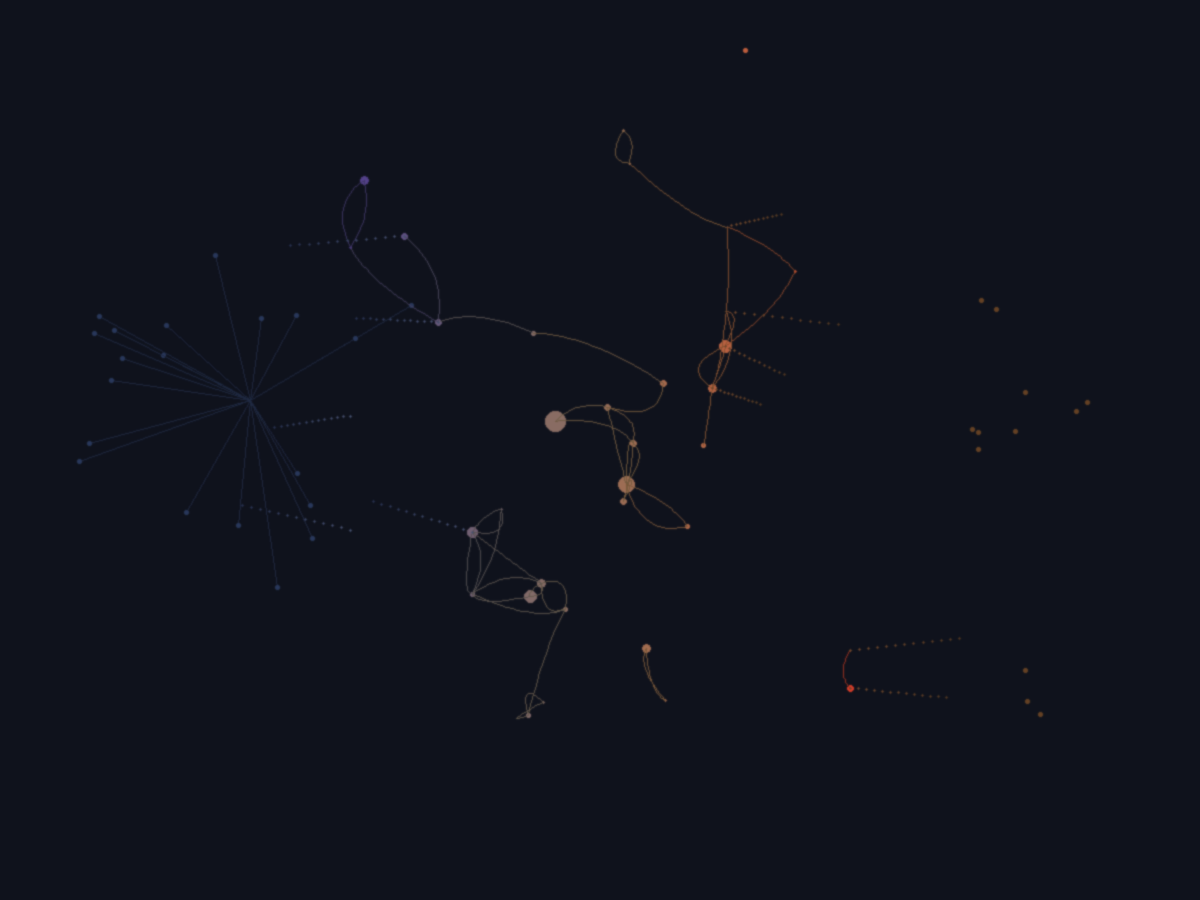 002: The Crossing -- 46 bright-spot nodes scattered across dark field